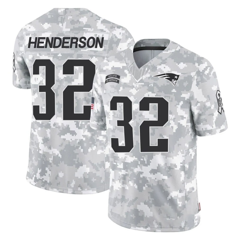 Fenge NE.Patriots #32 TreVeyon Henderson Player Arctic Camo Salute To Service Limited Game Stitched Jerseys