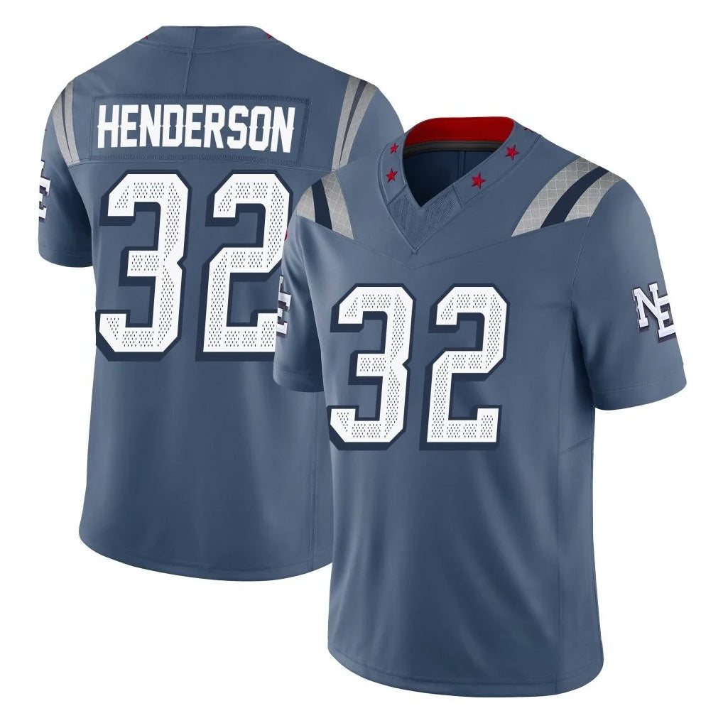 Fenge NE.Patriots #32 TreVeyon Henderson Player Blue Limited Rivalries Collection Home Game Stitched Jerseys