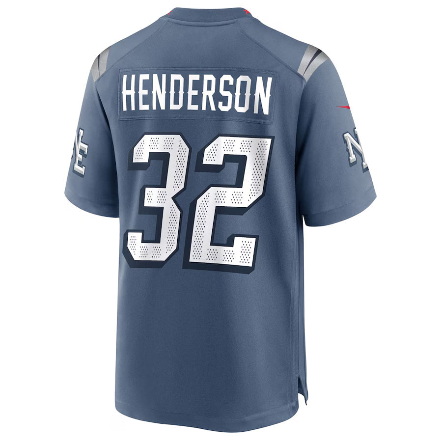Fenge NE.Patriots #32 TreVeyon Henderson Player Storm Blue Rivalries Collection Game Stitched Jerseys