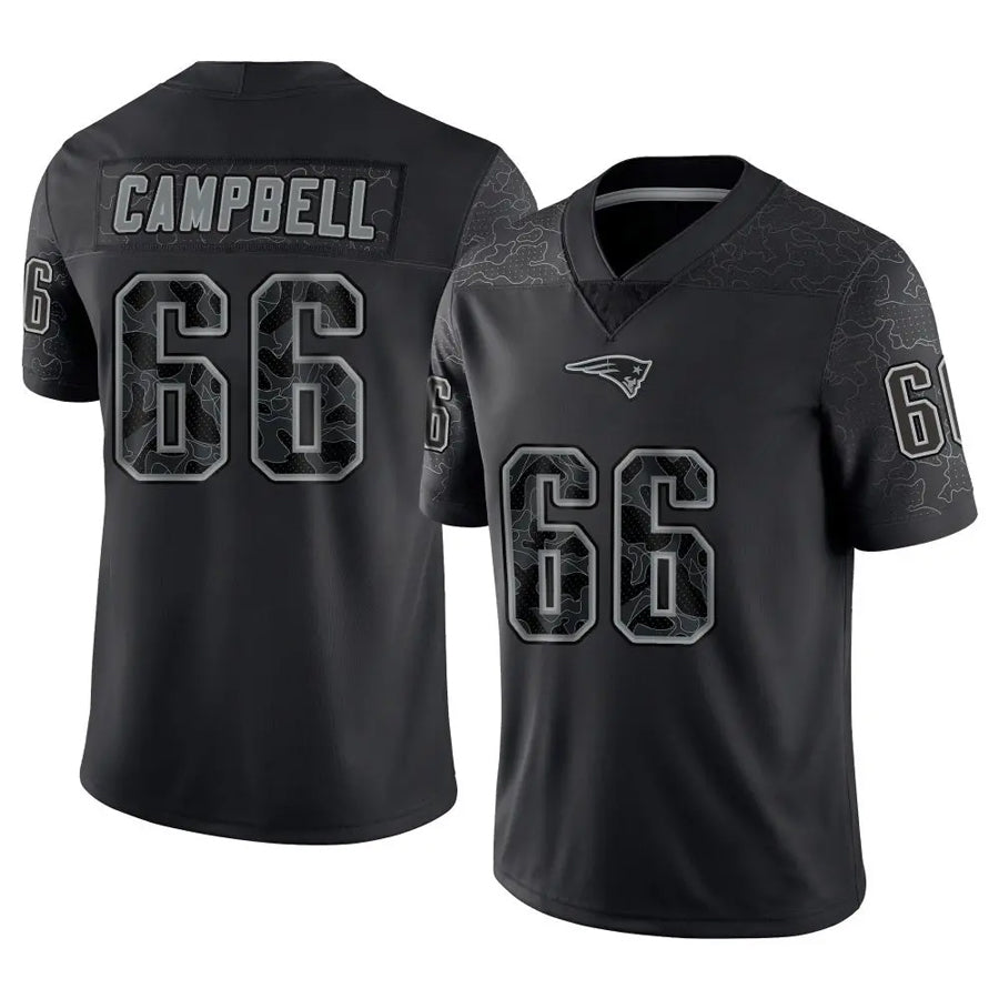 Fenge NE.Patriots #66 Will Campbell Player Black Reflective Limited Stitched Jerseys