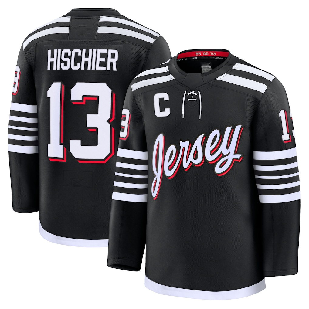 Fenge N.Jersey Devils #13 Nico Hischier Black Alternate Premium Jerseys