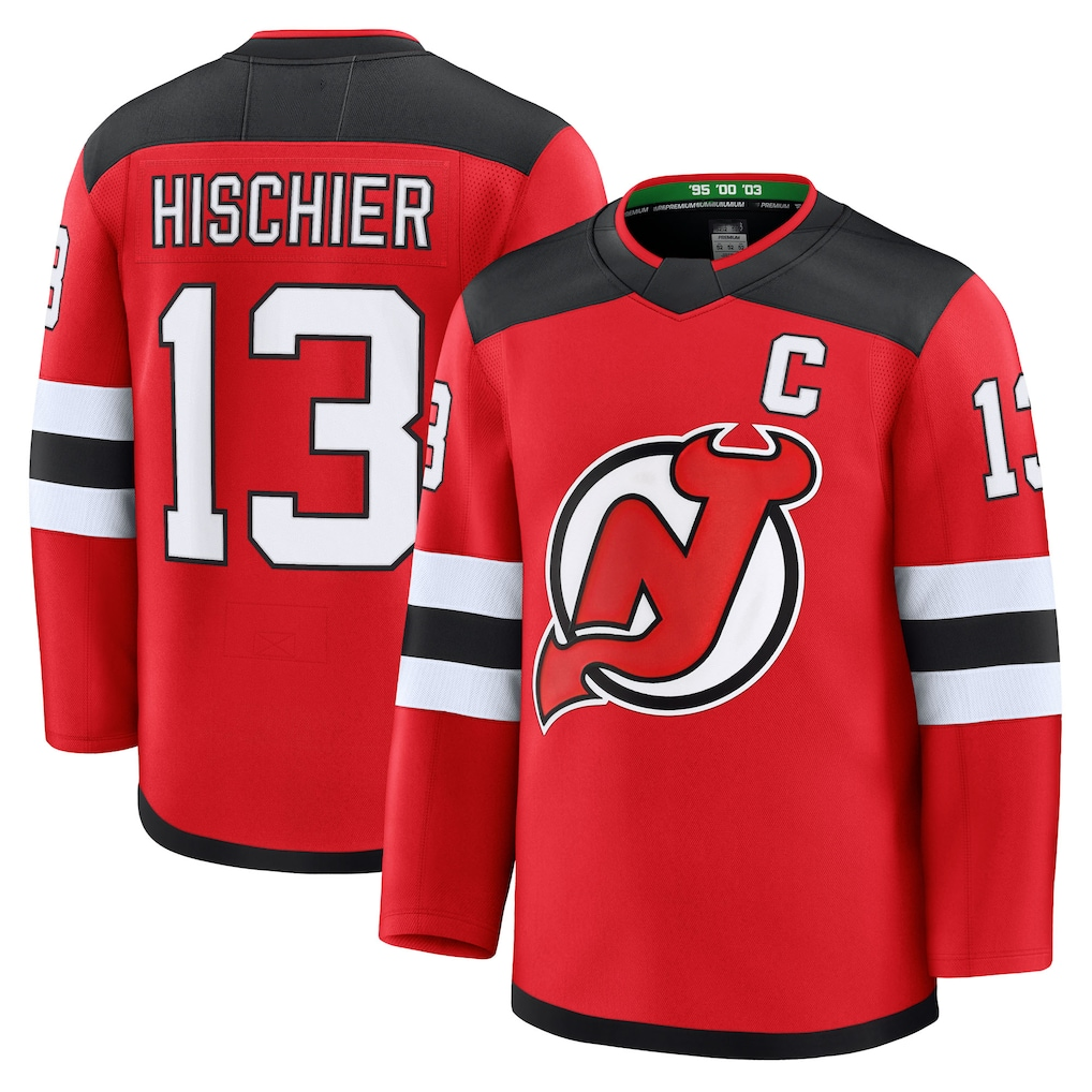 Fenge N.Jersey Devils #13 Nico Hischier Red Home Premium Jerseys