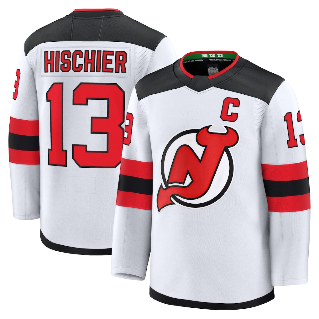 Fenge N.Jersey Devils #13 Nico Hischier White Away Premium Jerseys