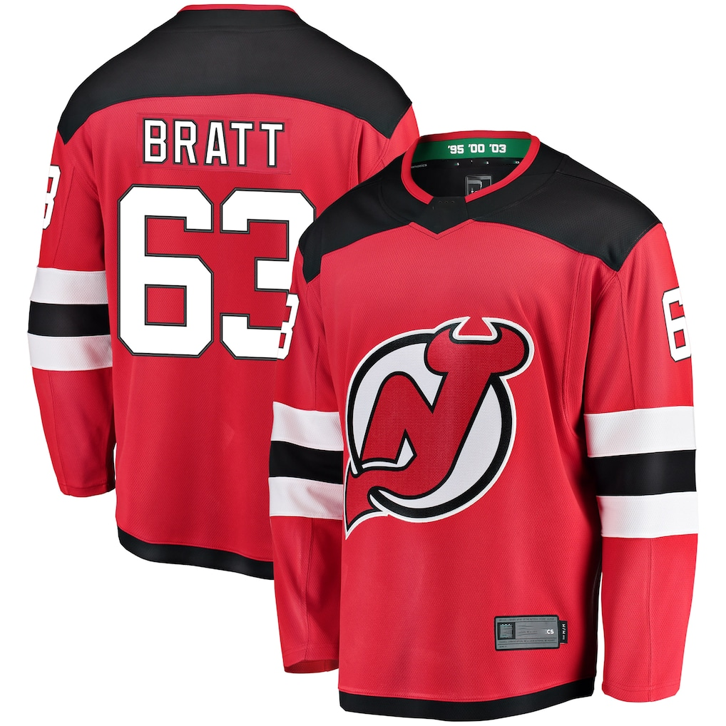 Fenge N.Jersey Devils #63 Jesper Bratt Red Home Breakaway Player Jerseys