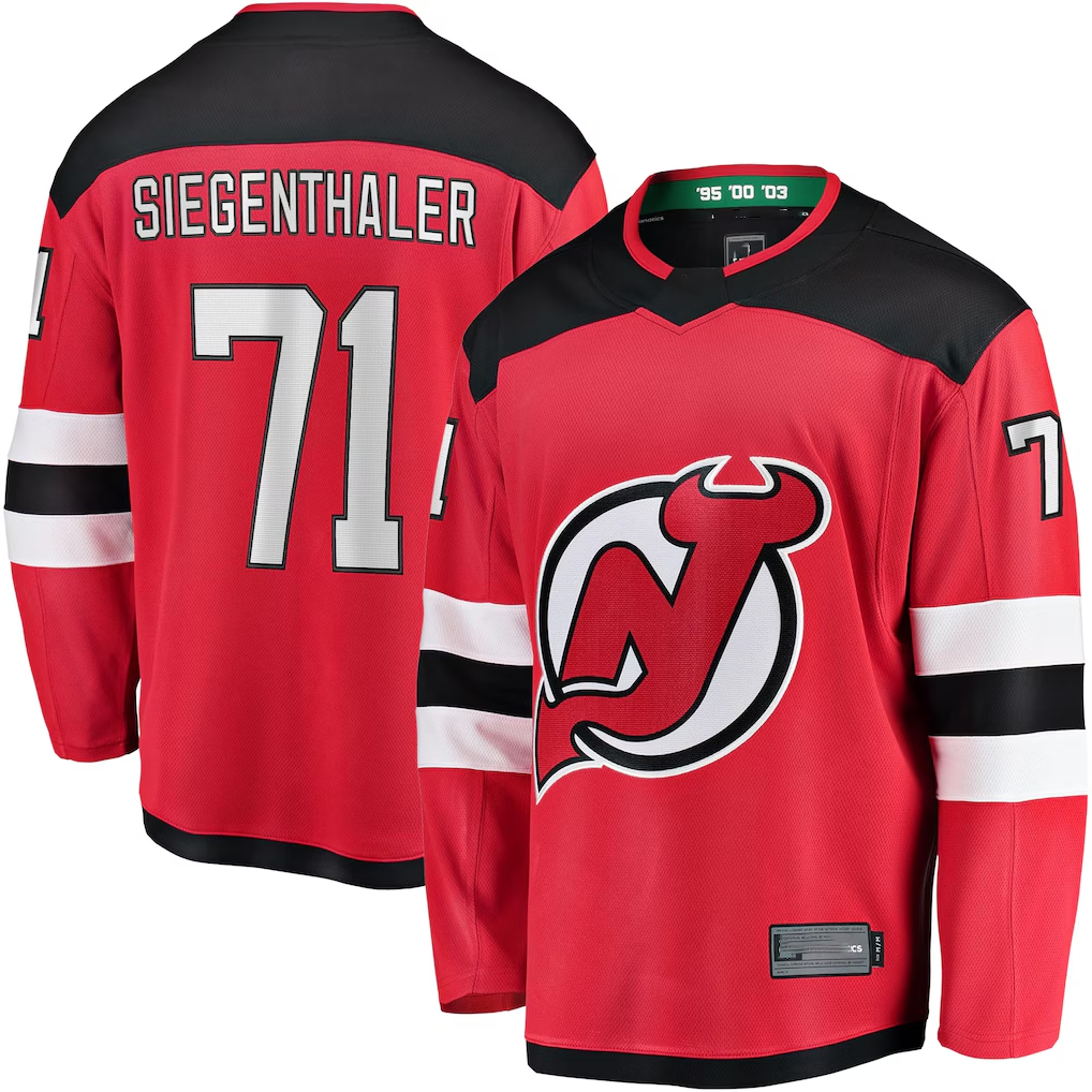 Fenge N.Jersey Devils #71 Jonas Siegenthaler Red Home Breakaway Player Jerseys