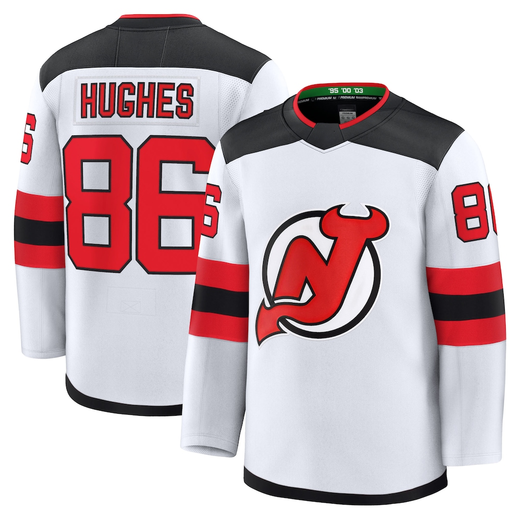 Fenge N.Jersey Devils #86 Jack Hughes White Away Premium Jerseys