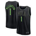 Fenge NO.Pelicans #1 Zion Williamson Black 2025-2026 City Edition Fast Break Stitched Jerseys