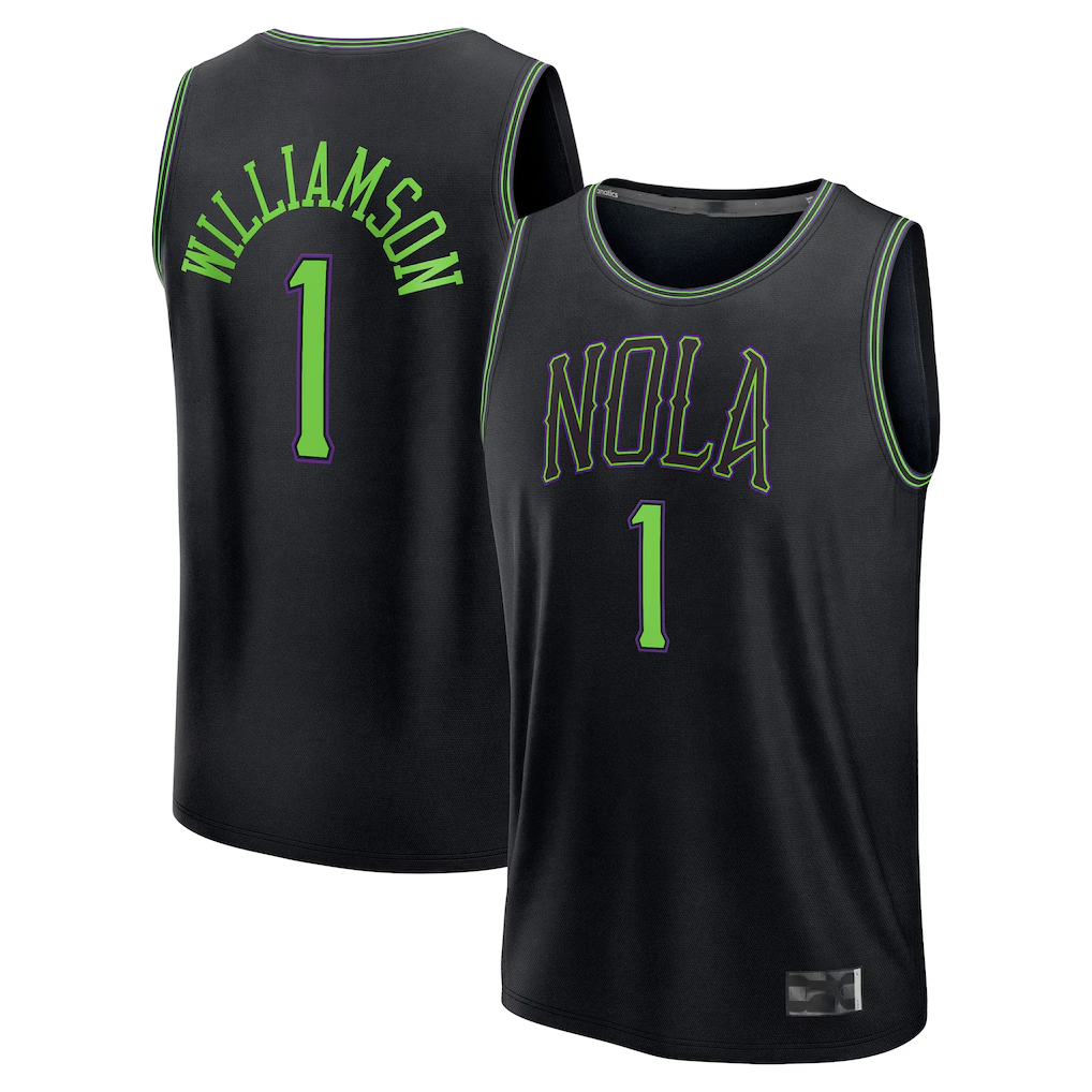 Fenge NO.Pelicans #1 Zion Williamson Black 2025-2026 City Edition Fast Break Stitched Jerseys