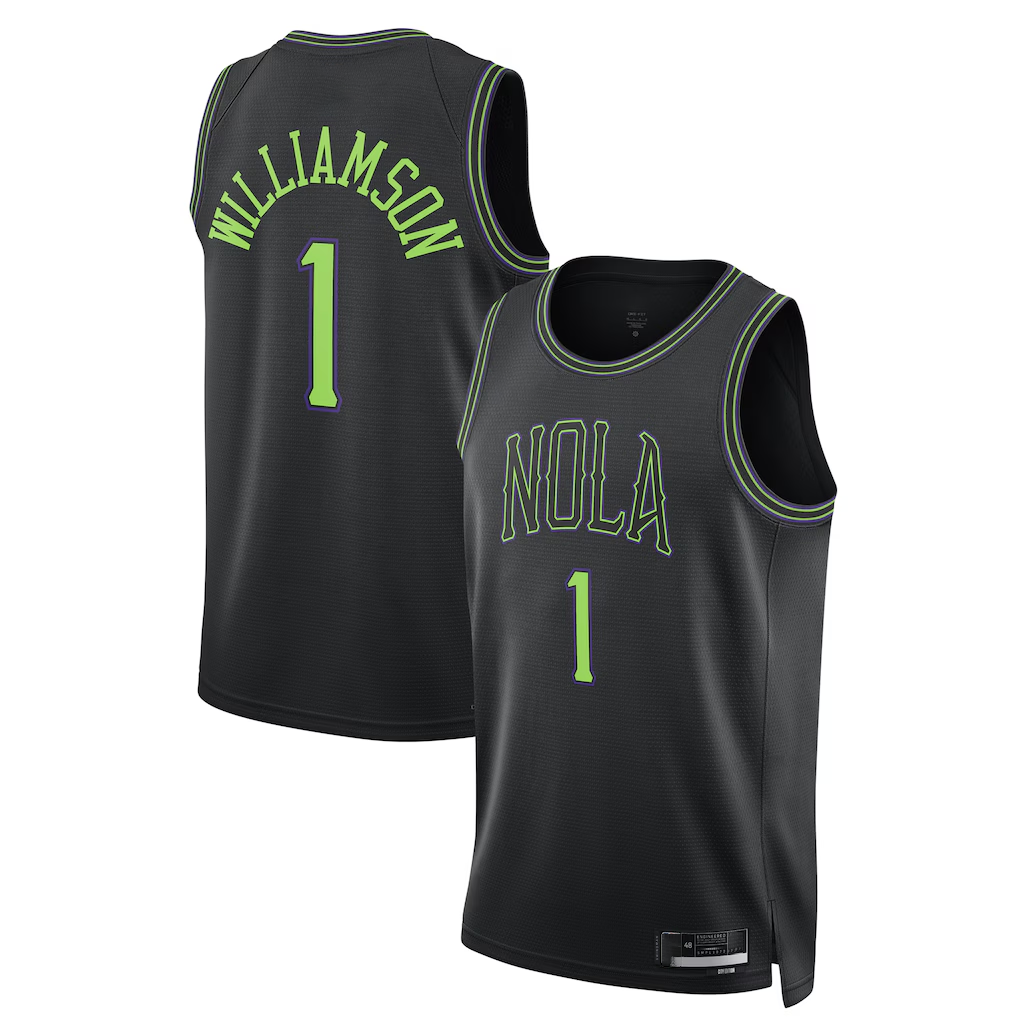 Fenge NO.Pelicans #1 Zion Williamson Black 2025-2026 Swingman Stitched Jerseys- City Edition