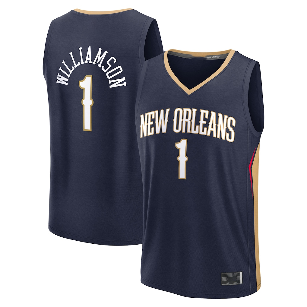 Fenge NO.Pelicans #1 Zion Williamson Navy Fast Break Replica Player Stitched Jerseys- Icon Edition