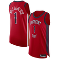 Fenge NO.Pelicans #1 Zion Williamson Red Authentic Stitched Jerseys- Statement Edition