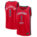 Fenge NO.Pelicans #1 Zion Williamson Red Fast Break Replica Player Stitched Jerseys- Statement Edition