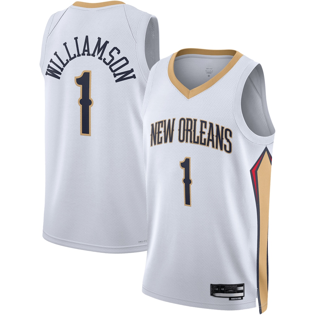 Fenge NO.Pelicans #1 Zion Williamson White Swingman Stitched Jerseys- Association Edition