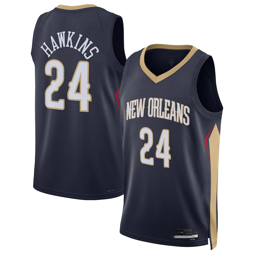 Fenge NO.Pelicans #24 Jordan Hawkins Navy Swingman Stitched Jerseys- Icon Edition
