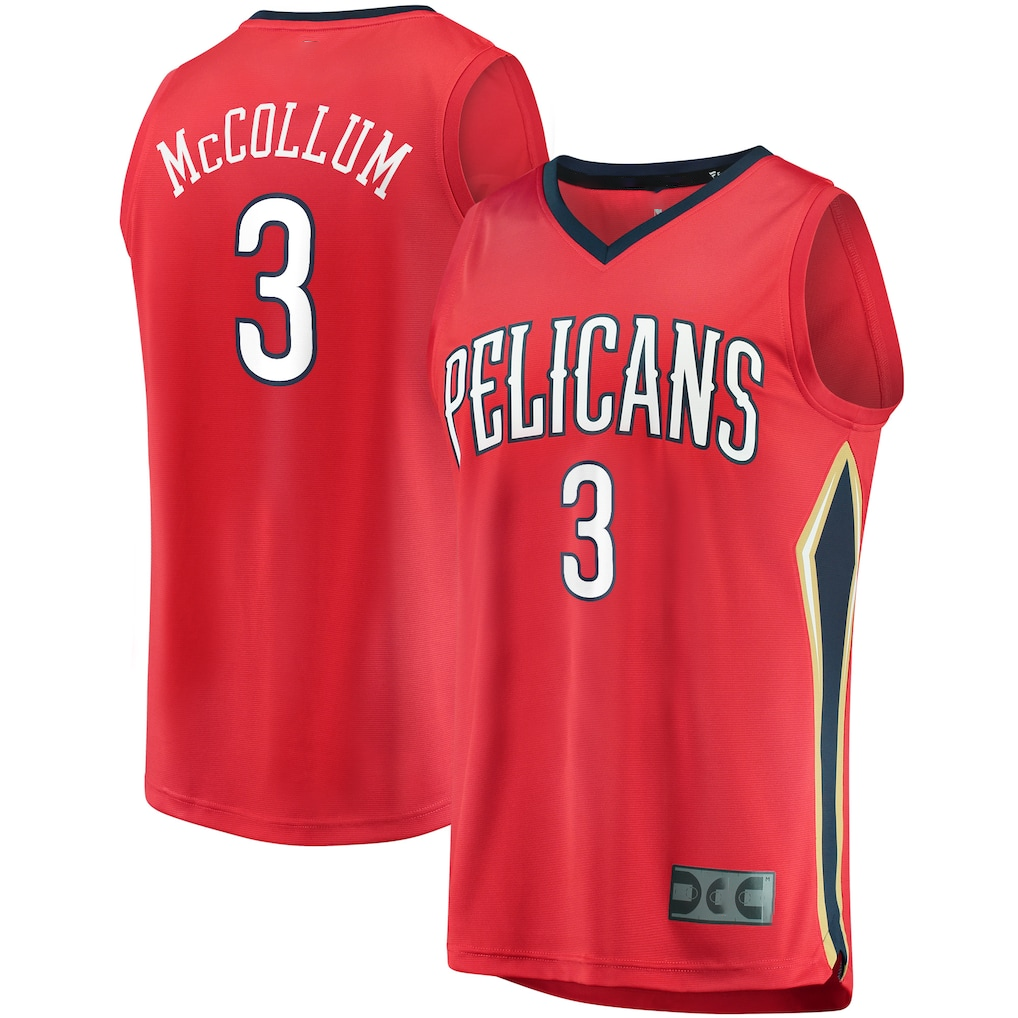 Fenge NO.Pelicans #3 C.J. McCollum Red Fast Break Replica Player Stitched Jerseys- Statement Edition