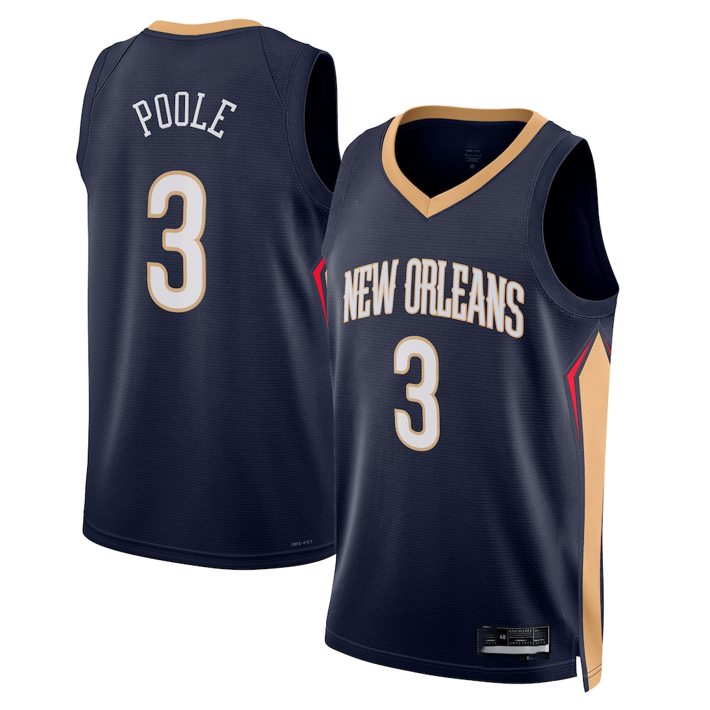 Fenge NO.Pelicans #3 Jordan Poole Navy Swingman Stitched Jerseys- Icon Edition