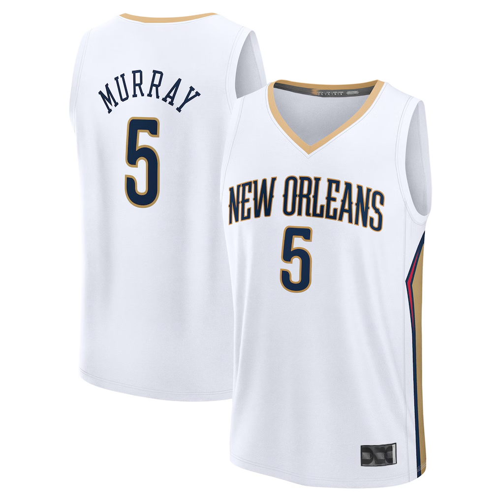 Fenge NO.Pelicans #5 Dejounte Murray White Fast Break Replica Player Stitched Jerseys- Association Edition