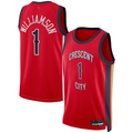 Fenge NO.Pelicans #1 Zion Williamson Red Swingman Stitched Jerseys- Statement Edition
