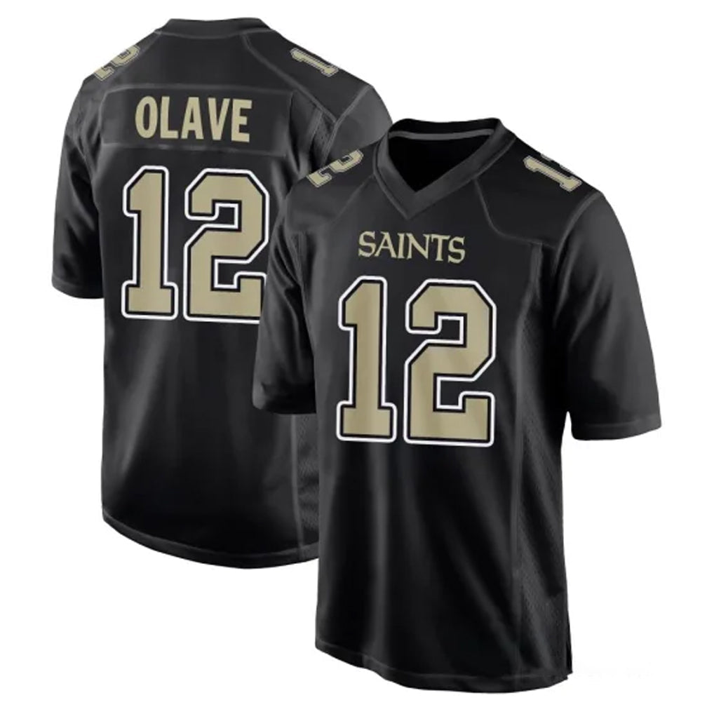 Fenge NO.Saints #12 Chris Olave Player Black Carbon Fashion Home Game Stitched Jerseys