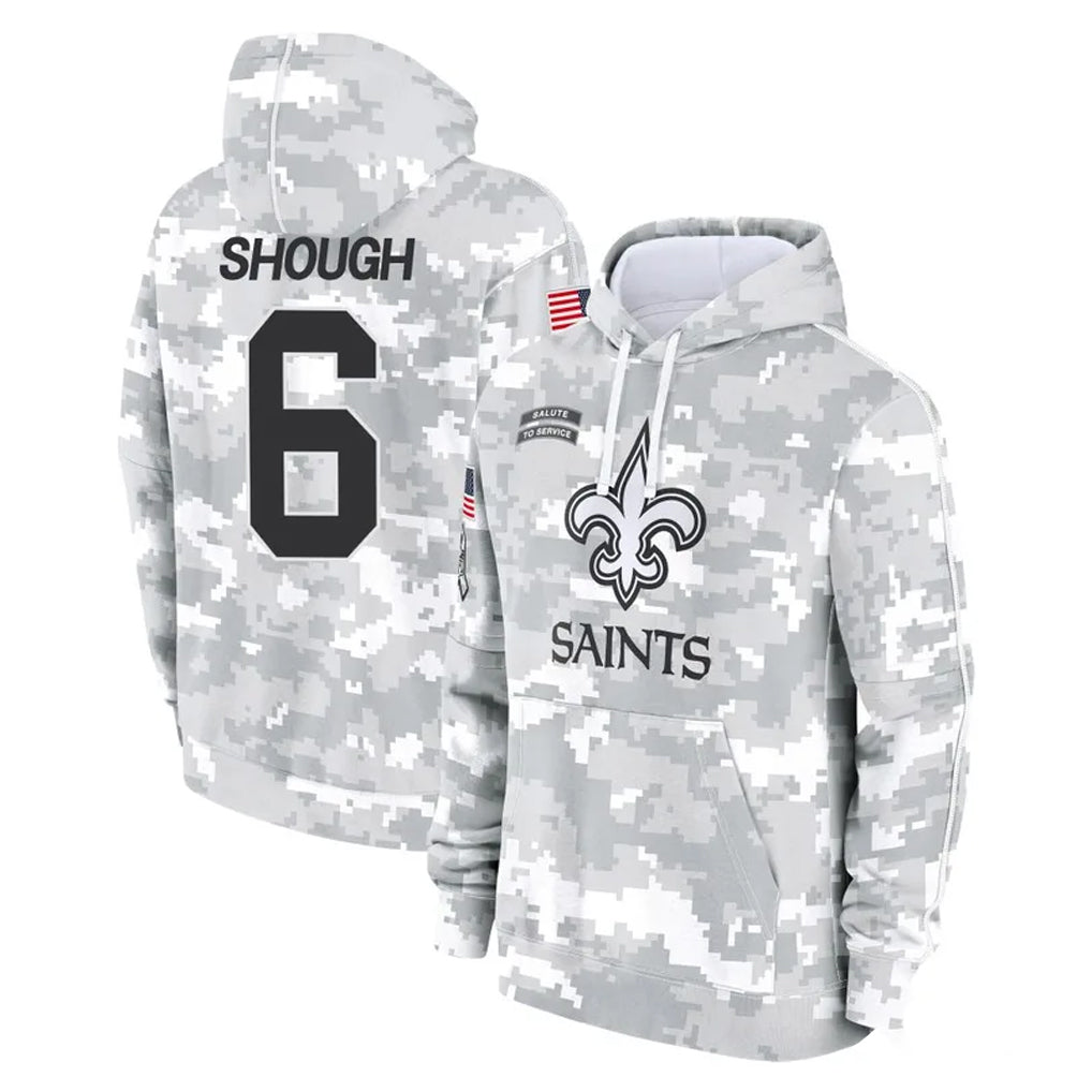 Fenge NO.Saints #6 Tyler Shough Player Arctic Camo Salute to Service Pullover Hoodies Limited Game Stitched Jerseys