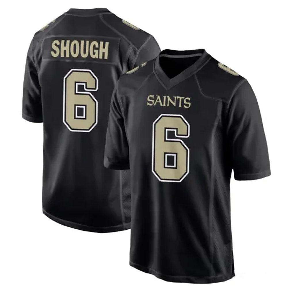 Fenge NO.Saints #6 Tyler Shough Player Black Carbon Fashion Home Game Stitched Jerseys