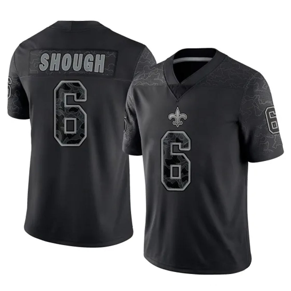 Fenge NO.Saints #6 Tyler Shough Player Black Limited Reflective Home Game Stitched Jerseys