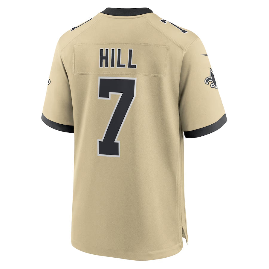 Fenge NO.Saints #7 Taysom Hill Player Gold Alternate Game Stitched Jerseys