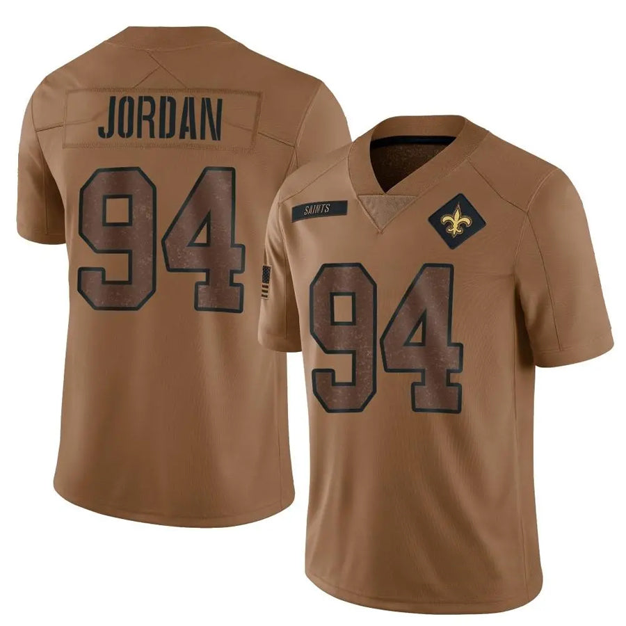 Fenge NO.Saints #94 Cameron Jordan Player Brown Salute To Service Limited Stitched Jerseys