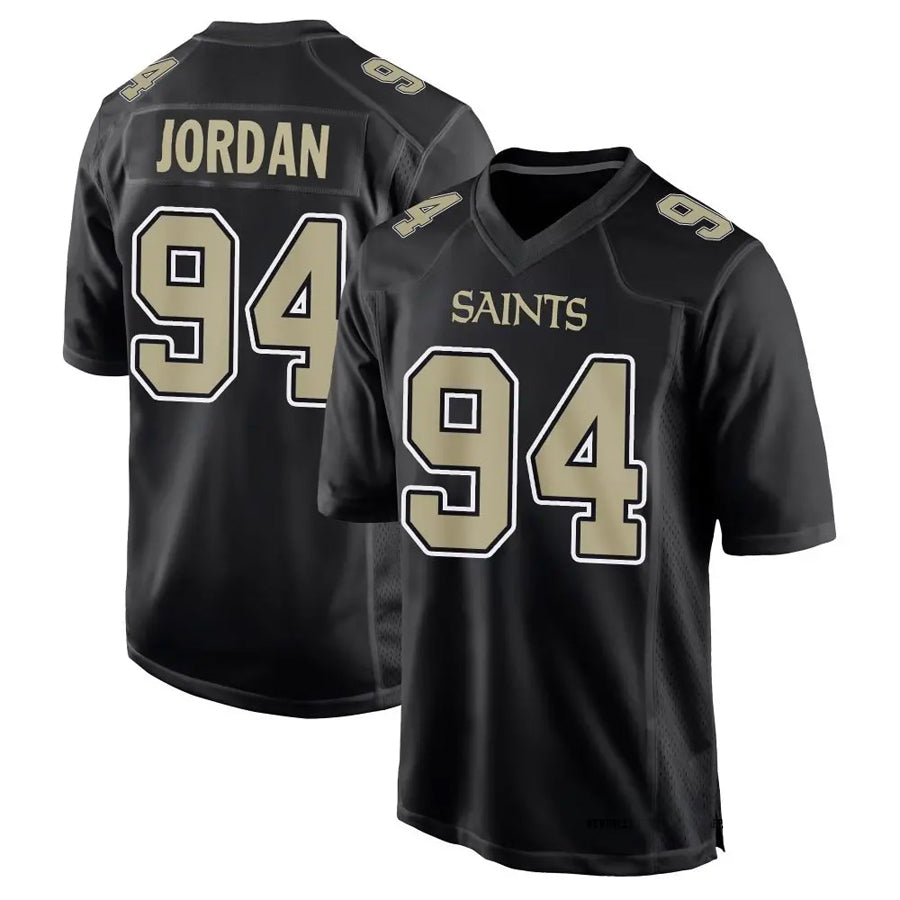 Fenge NO.Saints #94 Cameron Jordan Player Carbon Black Fashion Game Stitched Jerseys