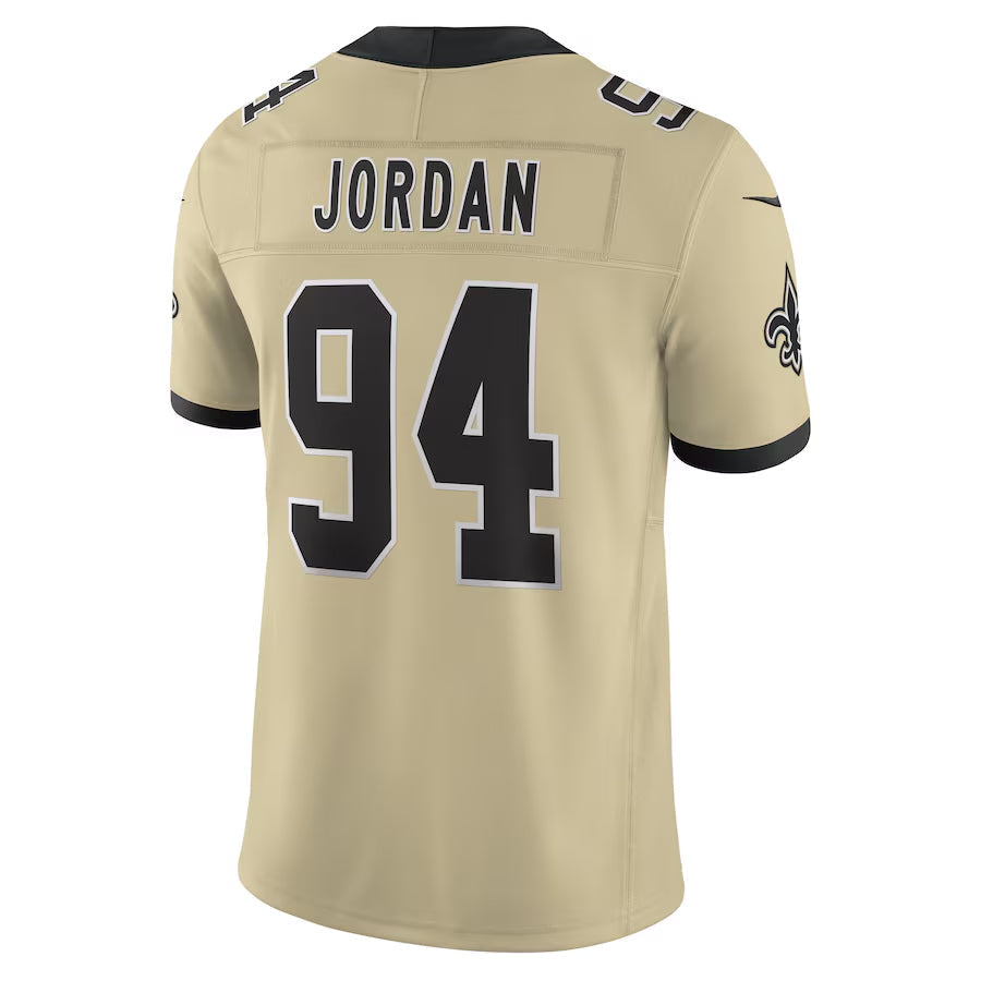 Fenge NO.Saints #94 Cameron Jordan Player Gold Alternate Vapor F.U.S.E. Limited Stitched Jerseys