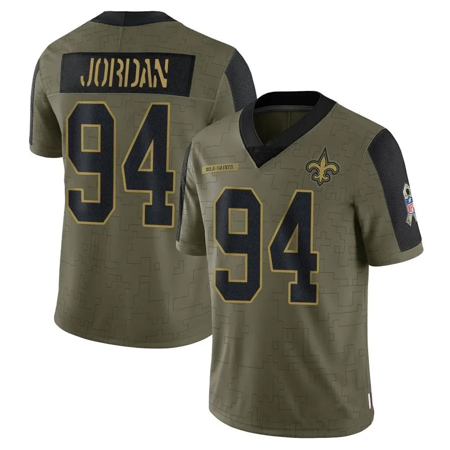 Fenge NO.Saints #94 Cameron Jordan Player Salute To Service Olive Stitched Jerseys