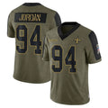 Fenge NO.Saints #94 Cameron Jordan Player Salute To Service Olive Stitched Jerseys