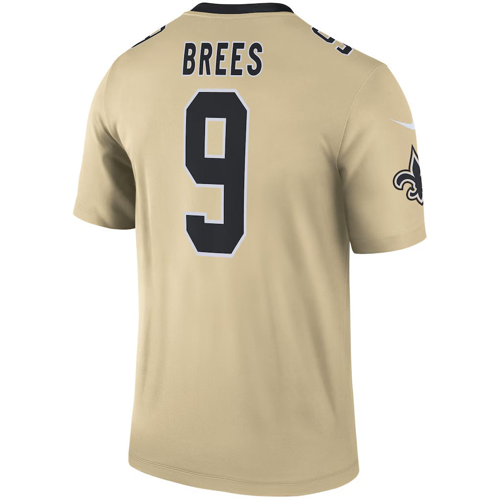 Fenge NO.Saints #9 Drew Brees Gold Inverted Legend Stitched Jerseys