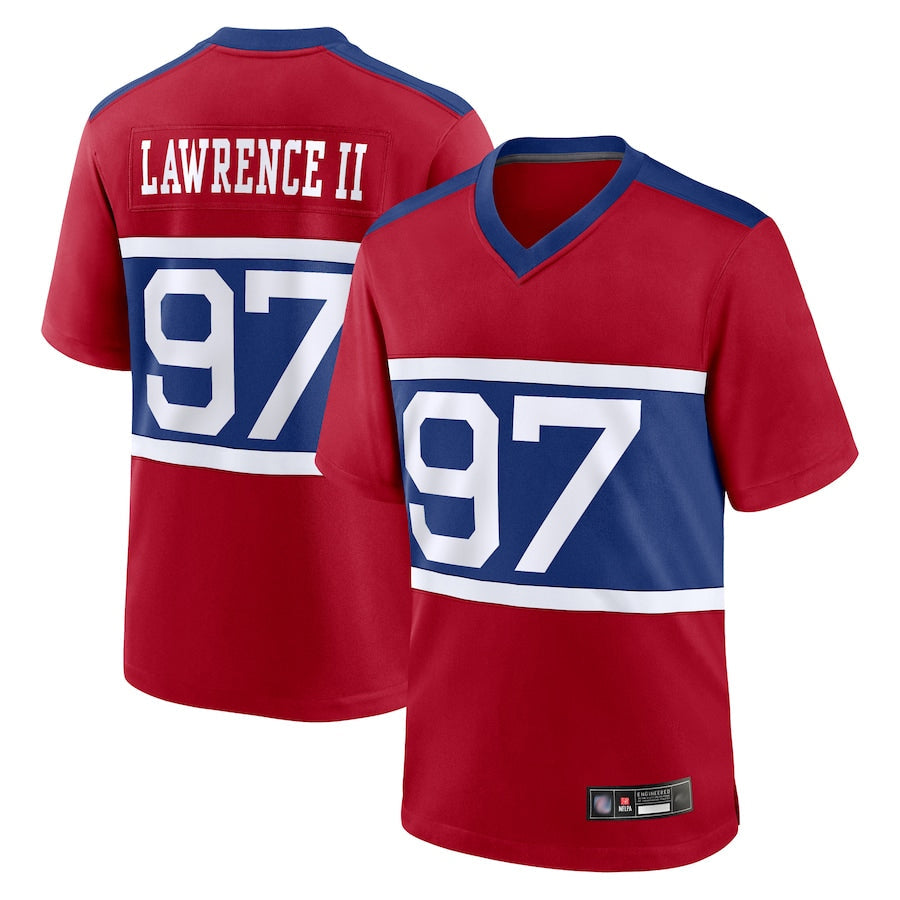 Fenge NY.Giants Secondary Throwback Alternate Jerseys - Red - #97 Dexter Lawrence II Player
