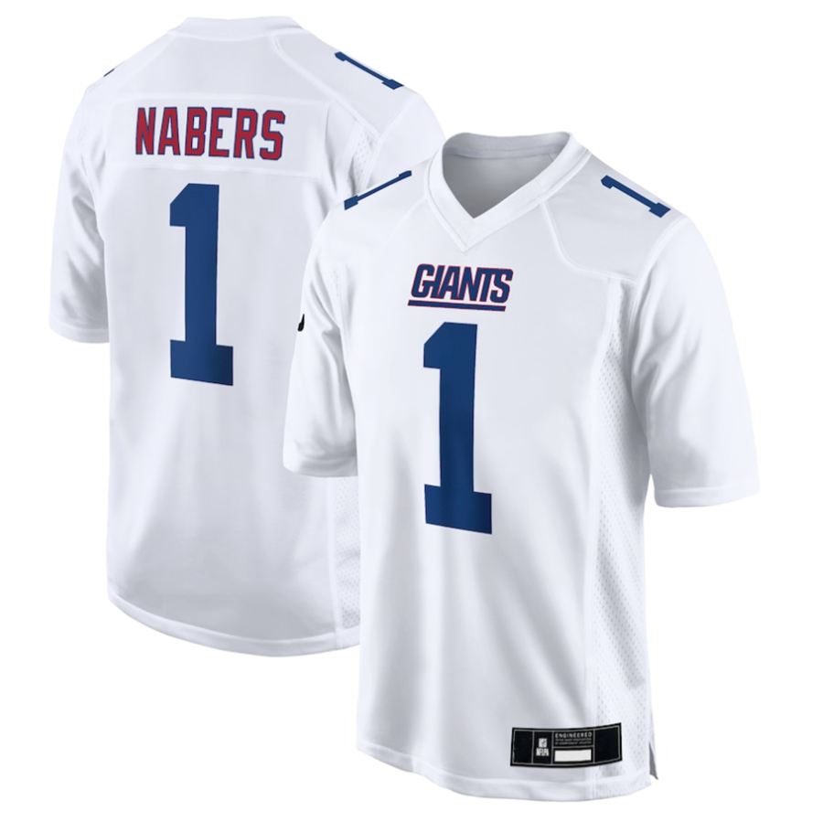 Fenge NY. Giants Tundra #1 Malik Nabers Player White Fashion Stitched Jerseys