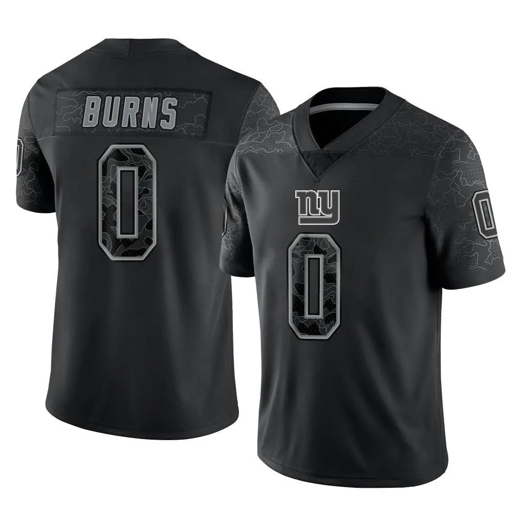 Fenge NY.Giants #0 Brian Burns Player Black Limited Reflective Home Game Stitched Jerseys
