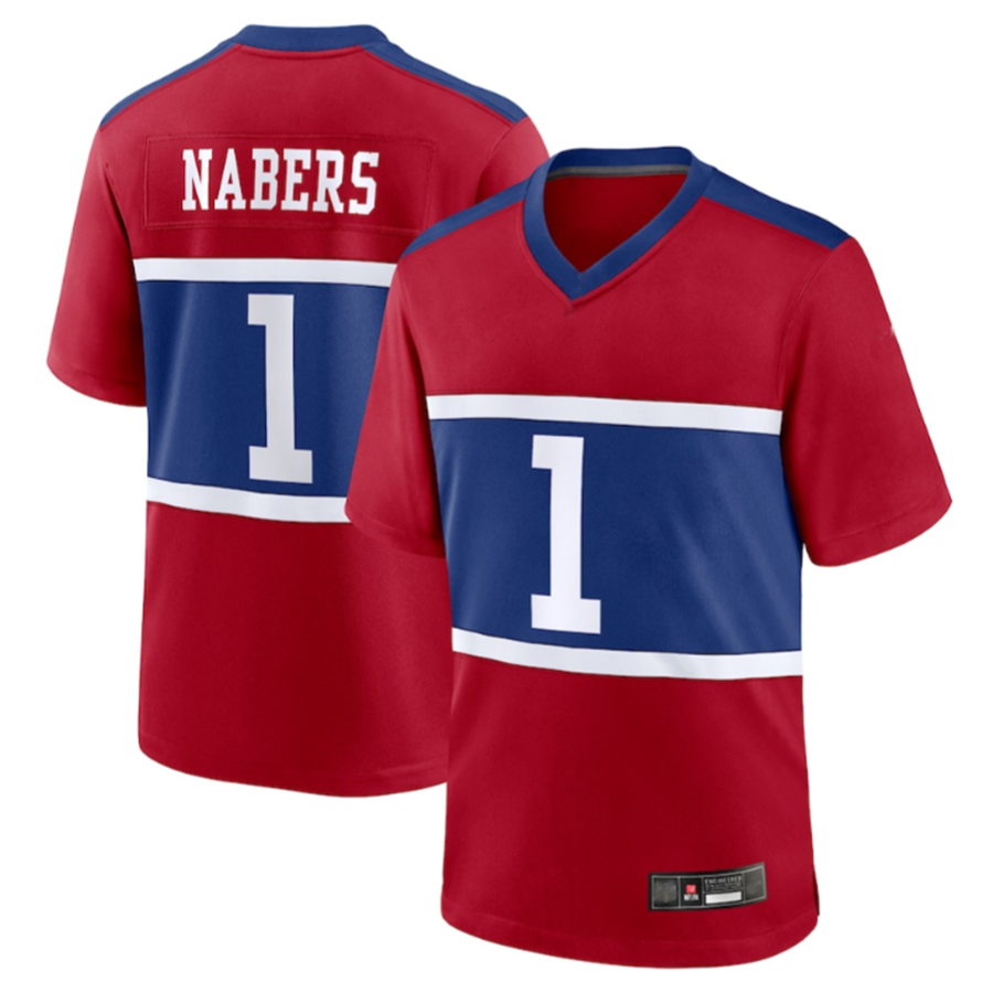 Fenge NY.Giants #1 Malik Nabers Century Red Alternate Game Stitched Jerseys