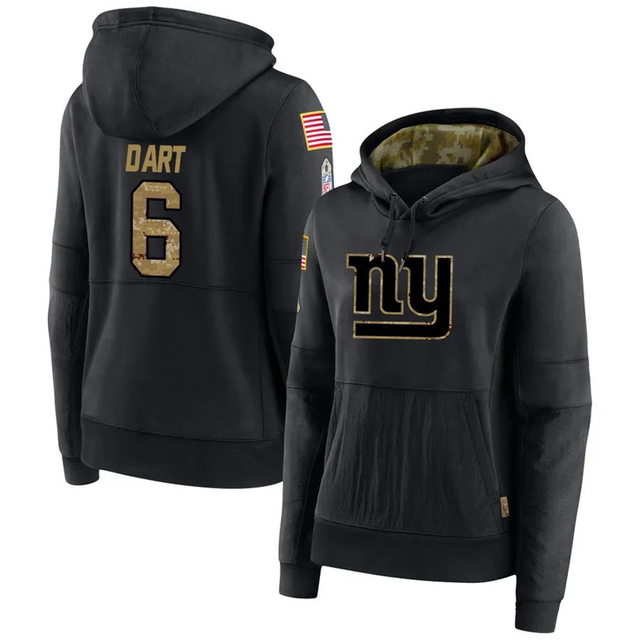 Fenge NY.Giants #6 Jaxson Dart Player Black Salute to Service Hoodies Stitched Jerseys