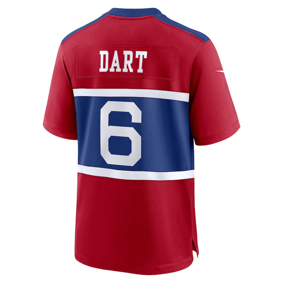 Fenge NY.Giants #6 Jaxson Dart Player Red Alternate Century Red Game Stitched Jerseys