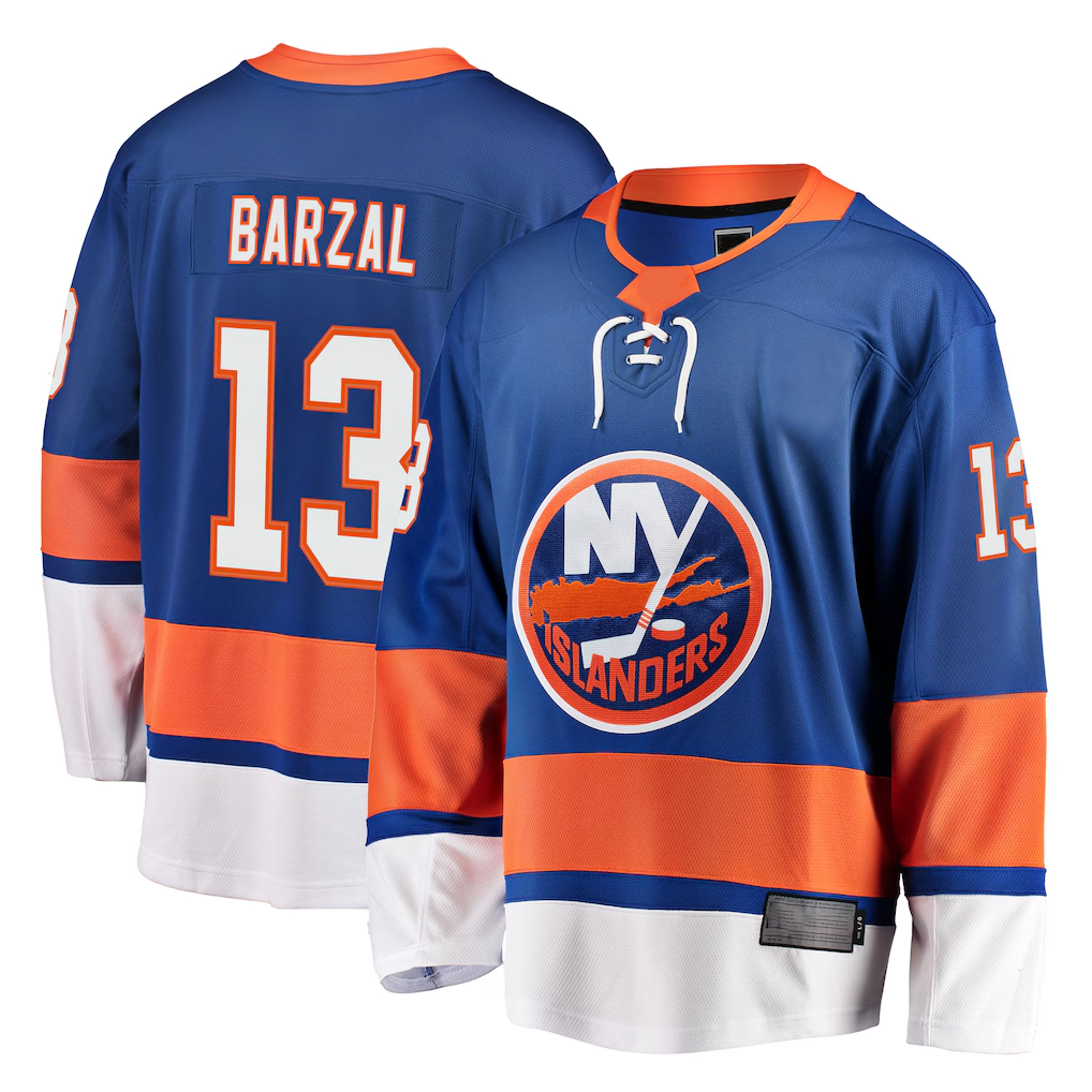 Fenge NY.Islanders #13 Mathew Barzal Royal Breakaway Player Jerseys