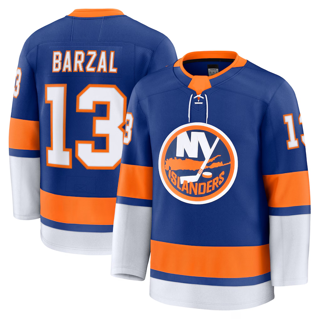 Fenge NY.Islanders #13 Mathew Barzal Royal Home Premium Jerseys