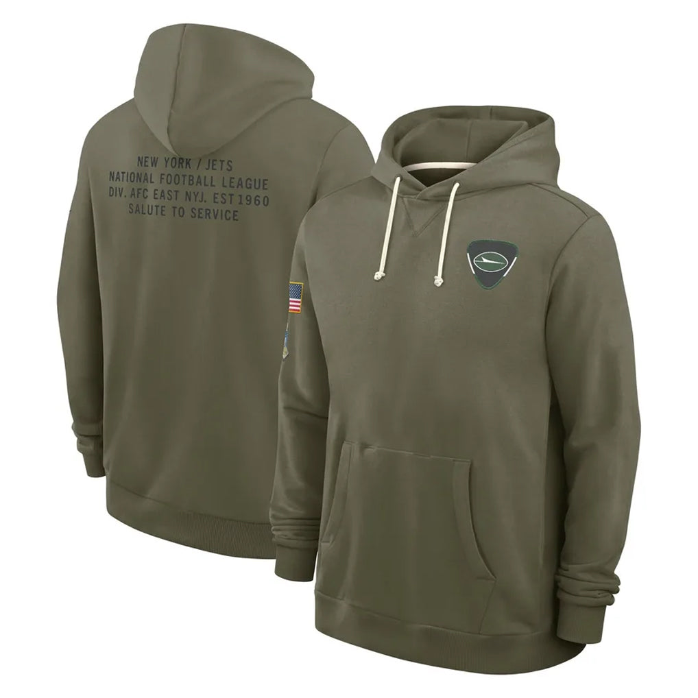 Fenge NY.Jets Olive Salute to Service Pullover Hoodies Limited Blank Player Stitched Jerseys