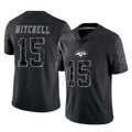 Fenge NY.Jets #15 Adonai Mitchell Player Stealth Black Limited Reflective Home Game Stitched Jerseys