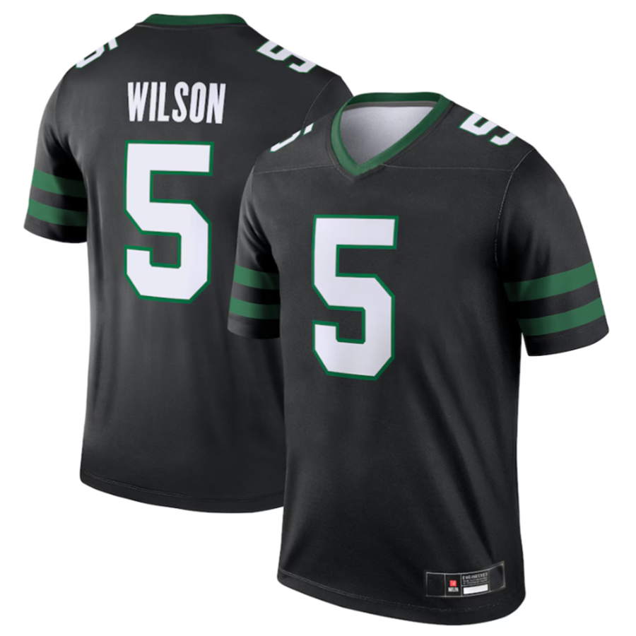 Fenge NY.Jets #5 Garrett Wilson Legacy Black Legend Jersey Stitched American Stitched Jersey