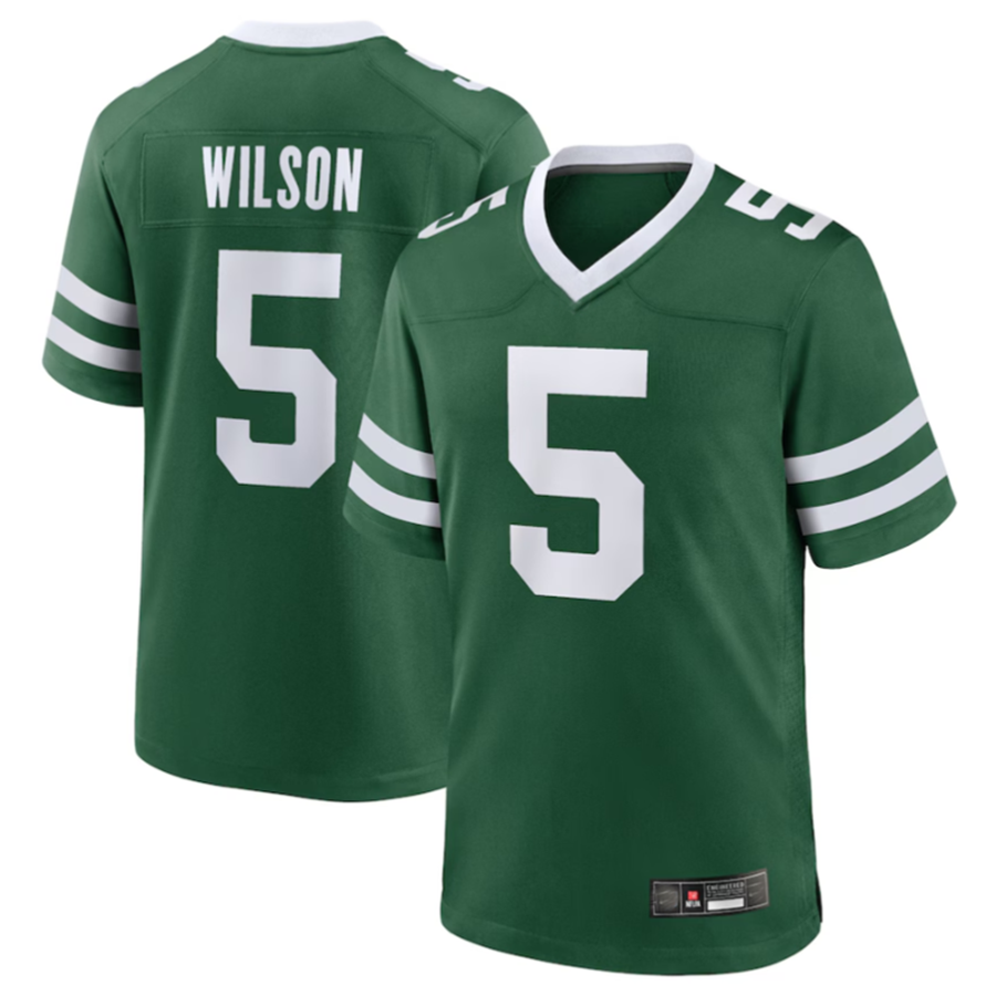 Fenge NY.Jets #5 Garrett Wilson Legacy Green Game Jersey Stitched American Stitched Jersey