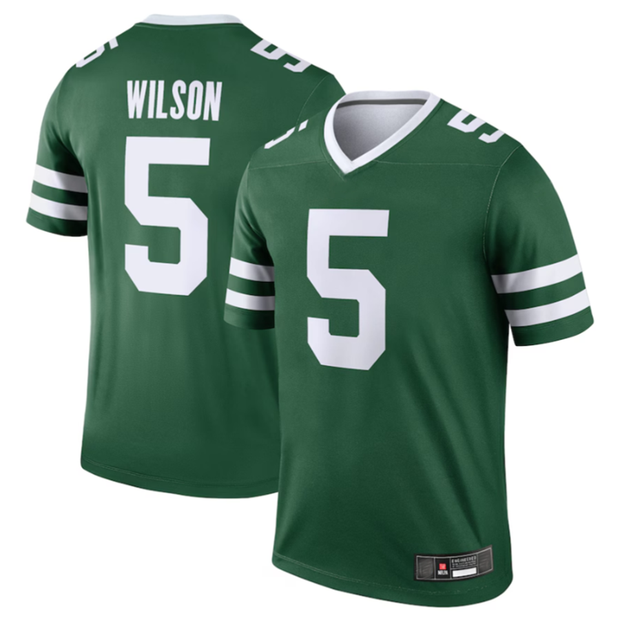 Fenge NY.Jets #5 Garrett Wilson Legacy Green Legend Jersey Stitched American Stitched Jersey