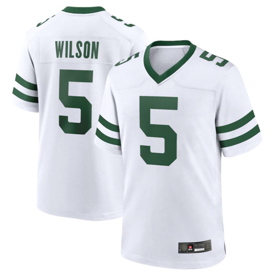 Fenge NY.Jets #5 Garrett Wilson Legacy White Game Jersey Stitched American Stitched Jersey