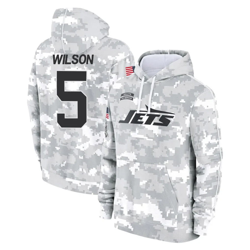 Fenge NY.Jets #5 Garrett Wilson Player Arctic Camo Salute to Service Pullover Hoodies Limited Game Stitched Jerseys
