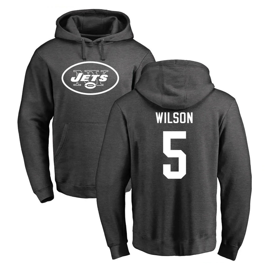 Fenge NY.Jets #5 Garrett Wilson Player Gray Pullover Hoodies Limited Game Stitched Jerseys