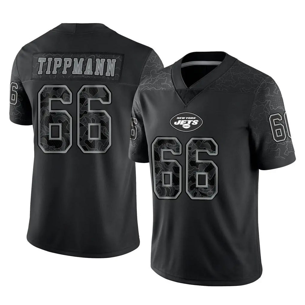 Fenge NY.Jets #66 Joe Tippmann Player Stealth Black Limited Reflective Home Game Stitched Jerseys